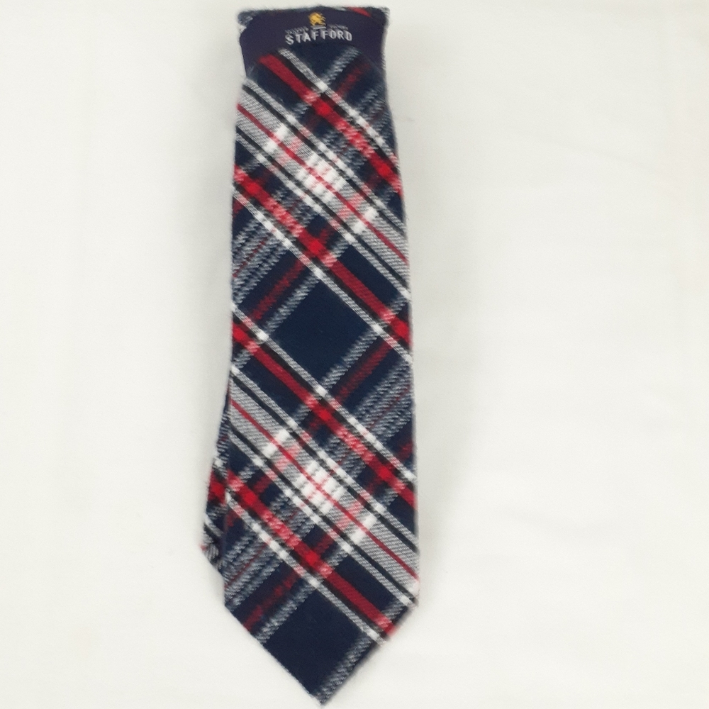 Stanford Men's Dress Plaid Designed Necktie, Red/Black, One Size